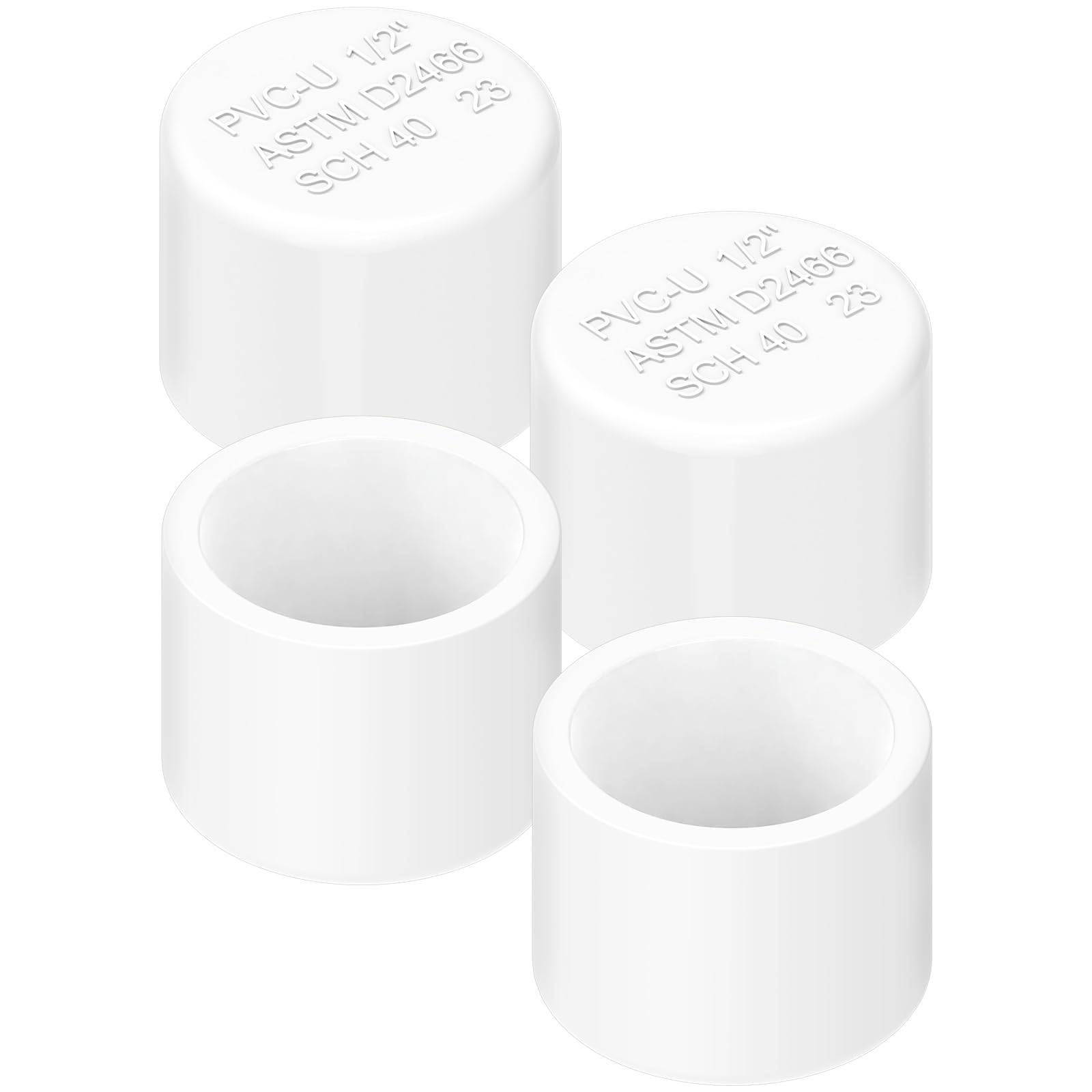 Photo 1 of 1/2 Inch PVC Cap (Compatible with 0.84" OD), Fits Standard SCH40 1/2" PVC Pipe Fittings, White Pipe Cap for Irrigation Systems, Plumbing, Diy, Garden & Furniture, 4 PCS