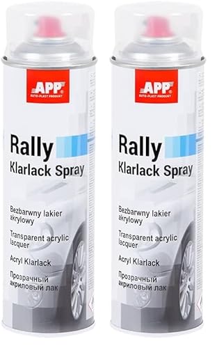 APP Rally Color Spray Pintura Spray Acrilica | Pintura para Coche, Metal, Madera, Plastico | Transparente | 500 ml (Paquete de 2)