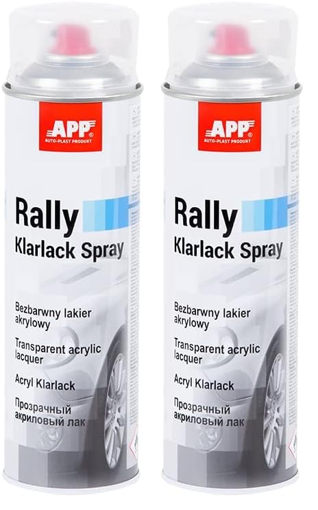 APP Rally Color Spray - Vernis Transparent | Bombe peinture incolore brillant | Vernis peinture pour toutes les Surfaces avec Haute Couverture | Incolore | 500...