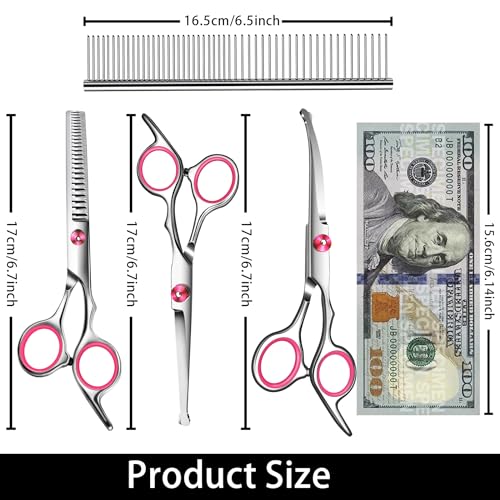 Pink Dog Grooming Scissors with Safety Round Tipprofessional Dog Grooming Kitdog Hair Shears Setincude Thinning Curved Straight Scissors and Comb for Petssuitable for the Right Hand Cucciolini Doodles Pink dog grooming scissors with safety round tipprofessional dog grooming kitdog hair shears setincude thinning curved straight scissors and comb for pets Suitable for the right hand cucciolini doodles