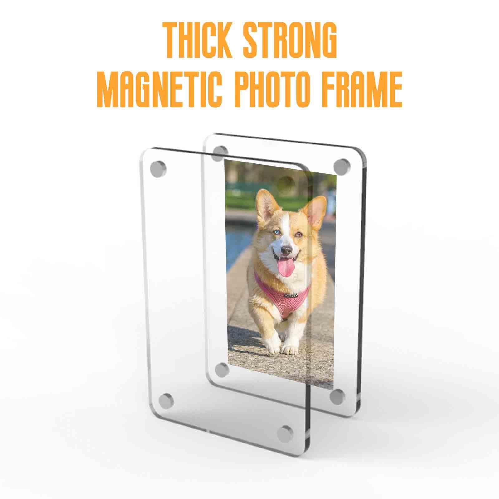 Akrylowe 10 Szt. Magnetyczna Ramka Na Zdjęcia Do Lodówki Dwustronne Przezroczyste Wodoodporne Ramek Magnetycznych Wielokrotnego Użytku Dekoracja(10.5 * 15.5cm(6in))