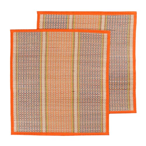 Image of CRAFT OF INDIA Handmade Korai Pai Kusha Grass Pooja Aasan Sitting Floor Mats (Light, 1.5X2 ft (4pcs Combo))