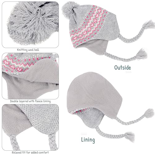 Image of Kids Winter Beanie Hat Mittens Set Warm Fleece Hat Baby Toddler Knitted Hat & Gloves for Boys, Girls
