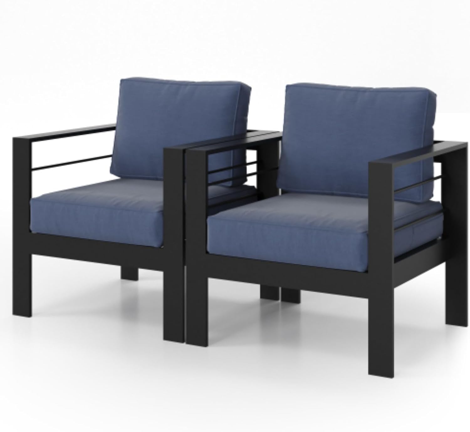 Patio 2-Piece Sofa Set, Outdoor Sofa, Patio Furniture Sofa, All-Weather Metal Aluminum Frame, 5-inch Thick Cushions, Easy Care, Easy Assembly, Blue