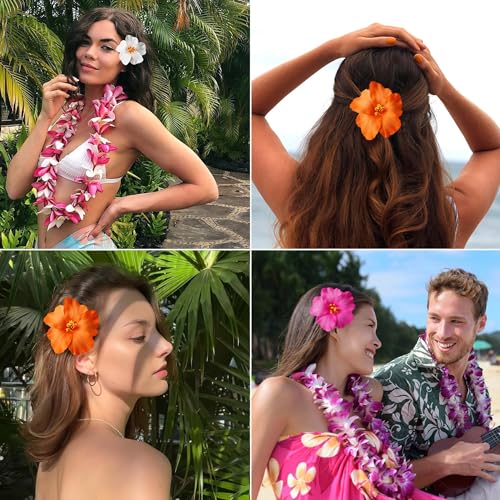 3 Pack Pinzas para cabello con flores hawaianas miniatura 7