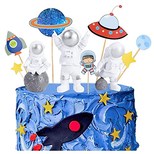 Astronauten Figur Spielzeug Harz Astronaut Figur Spielzeug Spaceman Statuen Modell Geburtstagstorte Topper Geburtstag Weltraum Thema Party Geschenke Tischdeko Auto Armaturenbrett Ornament(10 Stück) Cover