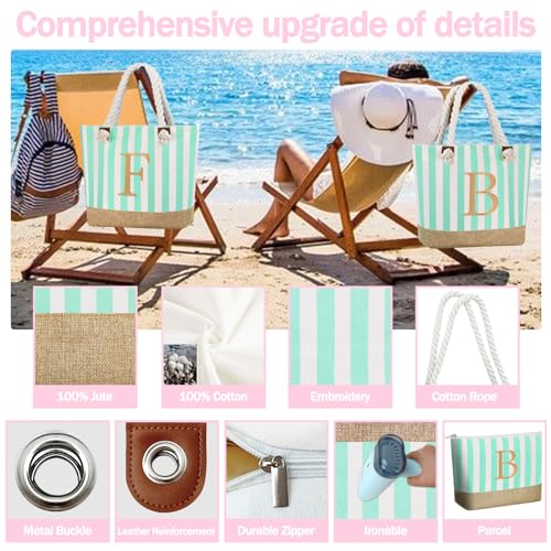 Image of GhvyenntteS Personalized Tote Bags for Women - Large Beach Bag & Makeup Bag, Birthday Gifts for Women Bridal Wife Mom Grandma Teacher Friend