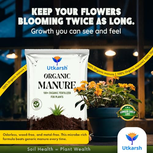 Image of Utkarsh Organic Manure for Potted Plants, Organic Fertilizer for Home Garden, Crops, & Nursery, Khaad for Flowers, Vegetables & Lawn (900 gm; Pack of 1)
