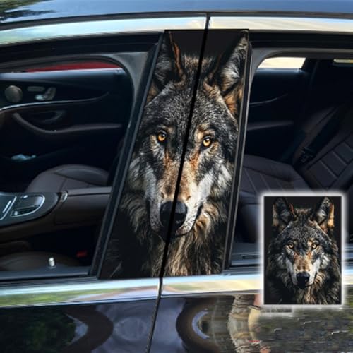 Image of 2pcs /1set Car B Pillar Sticker Decal Upgraded Vinyl Car Decals Body Side Stickers,Wolf Graphics Scratch Cover Large Sticker for Car Auto Van SUVs Trucks 19.6'' (Brown Mix)