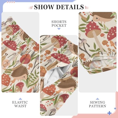 Hedgehog Mushroom Snail Boys Long Pants Soft Trousers Elastic Waist Kids Lounge Bottoms with Pockets S-XL4