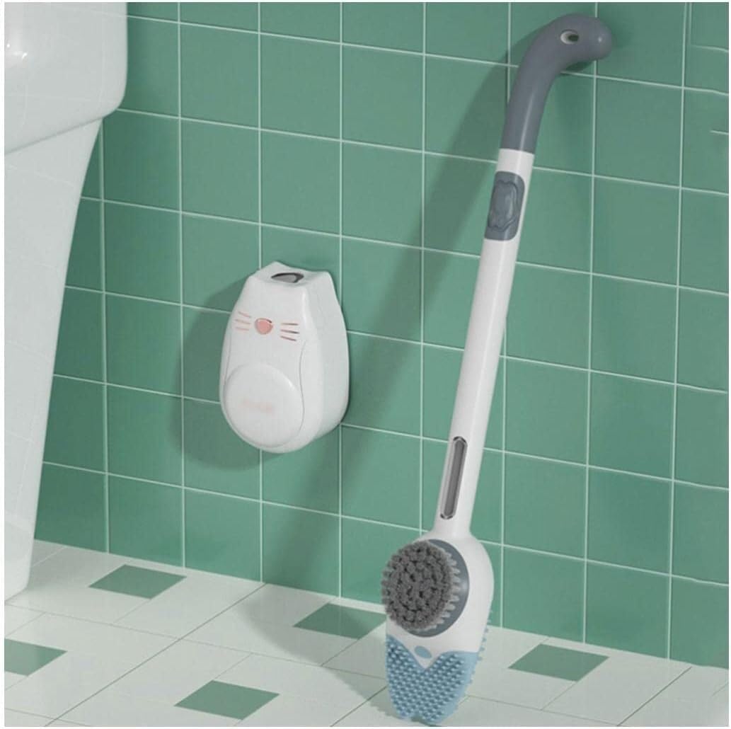 Tyuhduyur Blue Toilet Brush Liquid Filling Design Brushes Wall Mounted Silicone Bowl For Bathroom Deep Cleaning Space-Saving (Blue)
