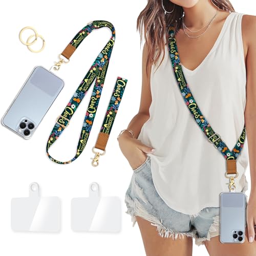 Image of Piefly Cell Phone Lanyard Crossbody Wrist Strap Adjustable for Women Floral | Travel Daily Cruise, Around the Neck, Hands-free, Universal, Fit Keys ID badge, Accessories, Compatible with Most Smartphones