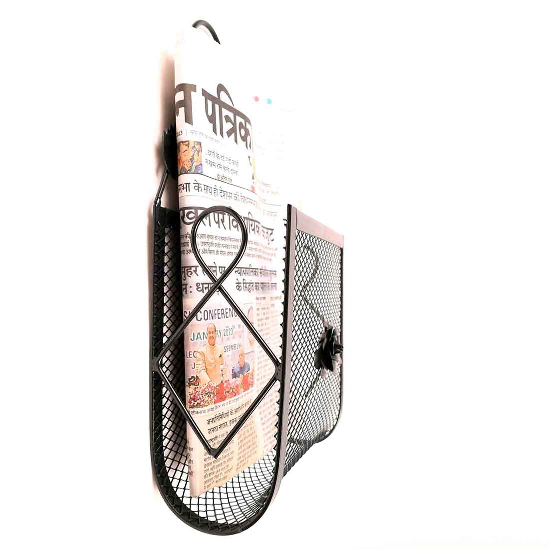 Magazine Holder Wall Mount - Black Iron Organizer -3 Magazine Holder Wall Mount - Black Iron Organizer -3