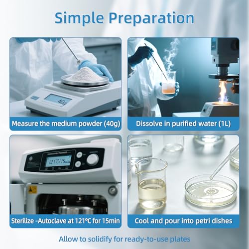 Image of LB Agar Medium Powder, 250g /Bottle, Laboratory Grade with Tryptone, Yeast Paste, Sodium Chloride & Agar, Lysogeny Broth Agar Media for Laboratory Bacterial Culture, 10 Bottles /Case