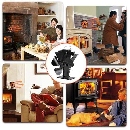 Image of Tomersun Stove Fan 5 Blades Wood Stove Fan Silent Heat Powered Wood Burner Fan for Log Burner /Fireplace /Wood Burning Stove