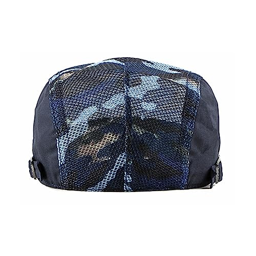 Qecepei Womens Camouflage Newsboy Hat Mesh Breathable Summer Irish Flat Cap For Hunting Driving Navy #TOP3