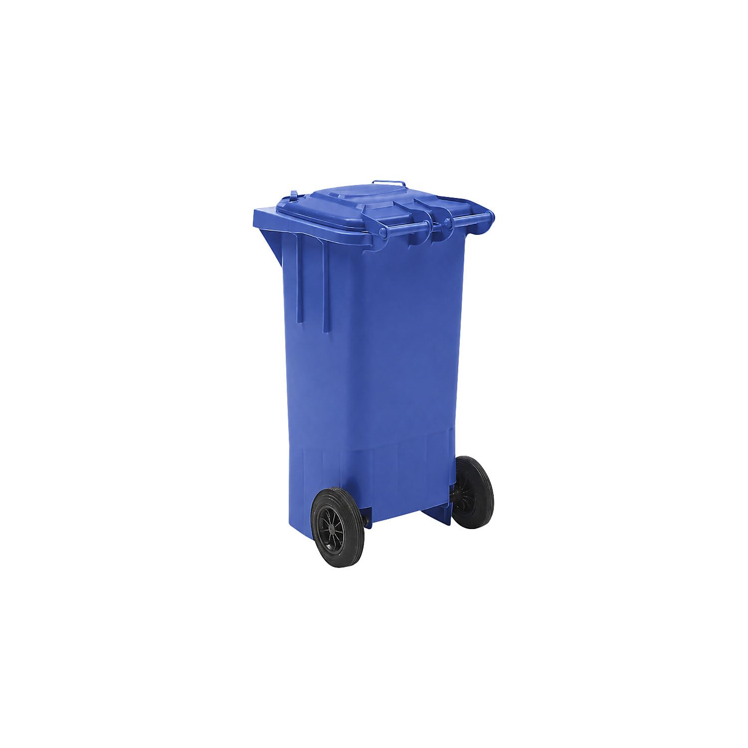 eurokraft | Poubelle en plastique conforme DIN EN 840 | capacité 120 l | l x h x p 505 x 1005 x 555 mm | bleu