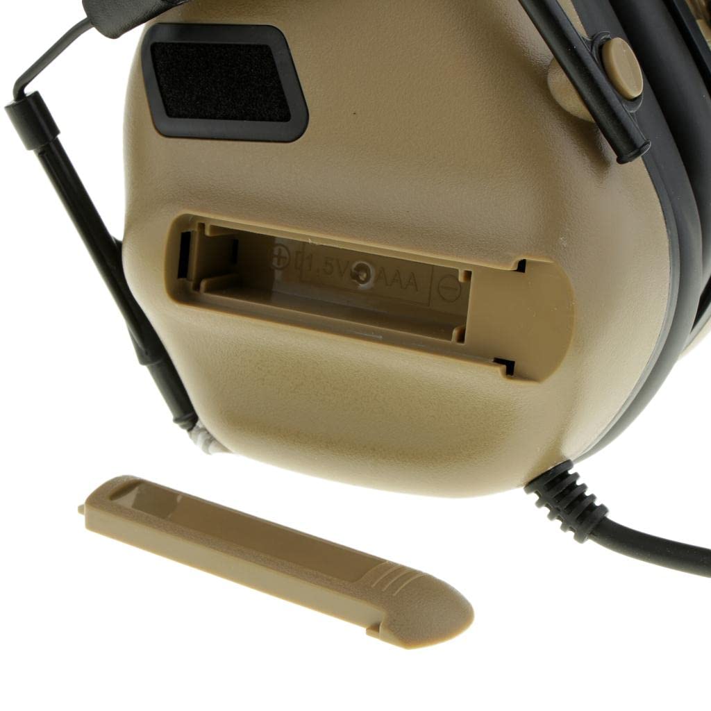 Casque de Chasse Pliant avec Micro Amovible Oreillette Électronique Réglable Écouteur de Protection Auditive Système Anti-Bruit Intégré Adapté Aux Acc, Bronze
