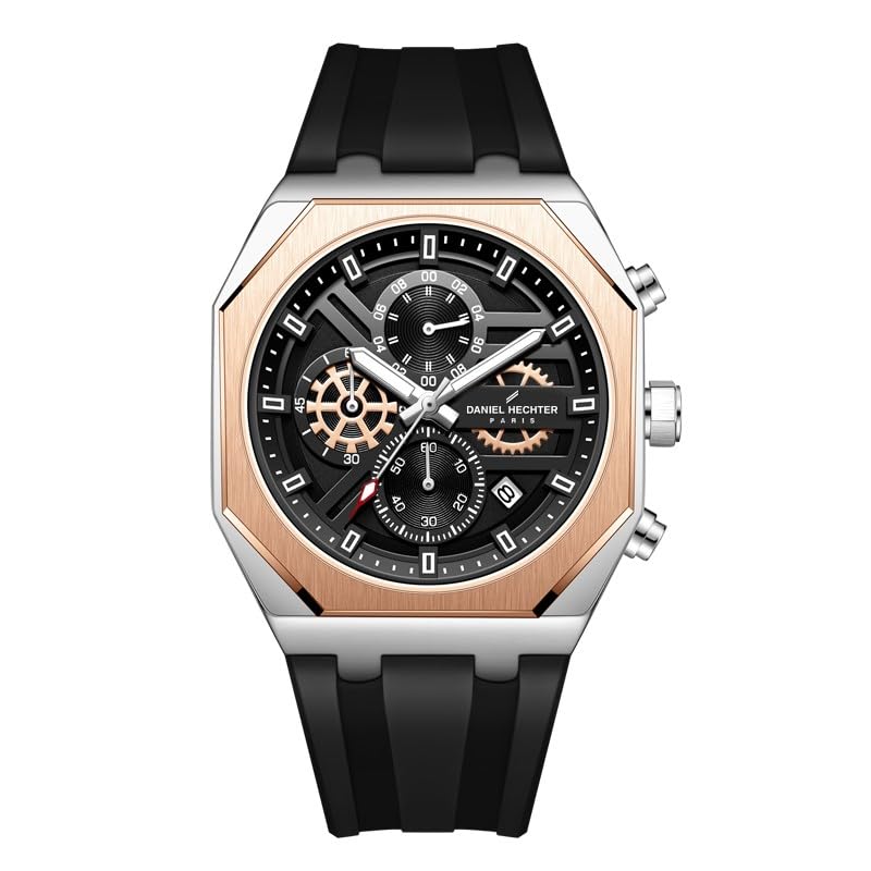 Image of Daniel Hechter Paris Orsay Collection Multifunctional Watch for Men with Octagone Dial and Silicon Strap-DHM1007