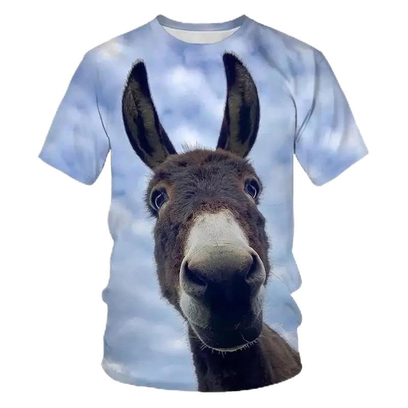 T-shirt imprimé 3D homme motif âne pour éviter les tenues d'été banales