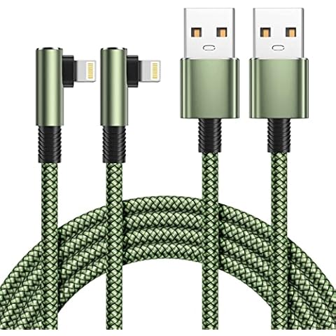 Yosou 2 Stück 2M iPhone Ladekabel 90 Grad MFi zertifiziertes Schnellladekabel Lightning Kabel USB iphone kabel Right Angle Cover
