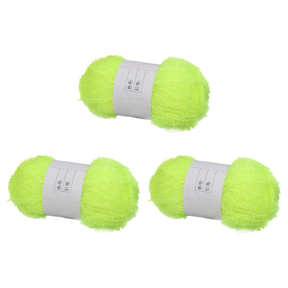 3 Skeins Scrubby Yarn for Dishcloths 100% Polyester Dish Scrubby Sparkle Yarn Metallic Glitter Knitting Yarn Bundle DIY Cleaning Tool Crochet & Knitting Supplies - 50g/Skein