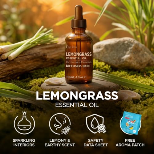 Image of 100% Pure Lemongrass Essential Oil - 4 Fl Oz - Lemongrass Oil for Hair, Skin, Diffuser, Aromatherapy & DIY Candle Making Scent