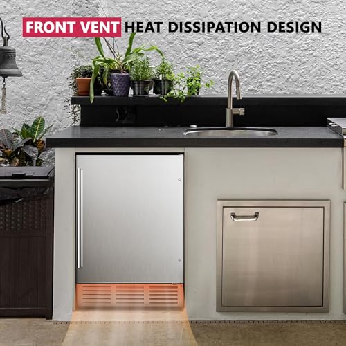 Image of Icyglee 24 Inch Beverage Refrigerator, 180 Cans Undercounter Beverage Fridge with Stainless Steel for Home and Patio Use, Outdoor Refrigerator for Soda, Beer, Wine