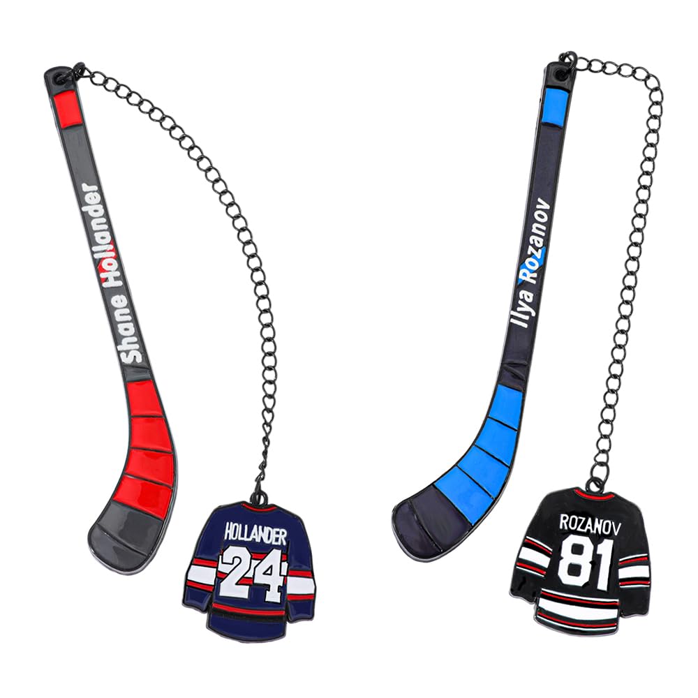 Heated Rivalry Inspired Ice Hockey Stick Bookmark, Hockey Rivals Ilya Rozanov 81 Shane Hollander 24 Metal Bookmarks Gifts Accessories for Fans Women Men Birthday Book Lovers (2pcs Ice Hockey Stick) โ image 1
