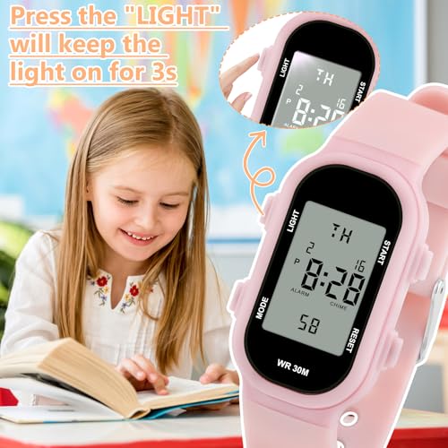 Image of Juboos Kid's Digital Watch for Boys and Girls, Waterproof LCD Digital Sports Kids Watch with 7 Color LED Lights, Stopwatch, Alarm