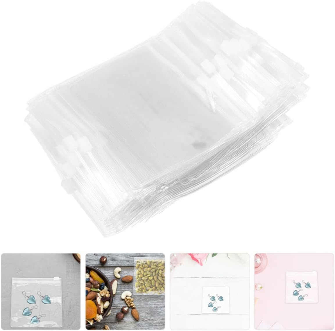 100pcs PVC Zipper Lock Bags for Jewelry and Beads Storage