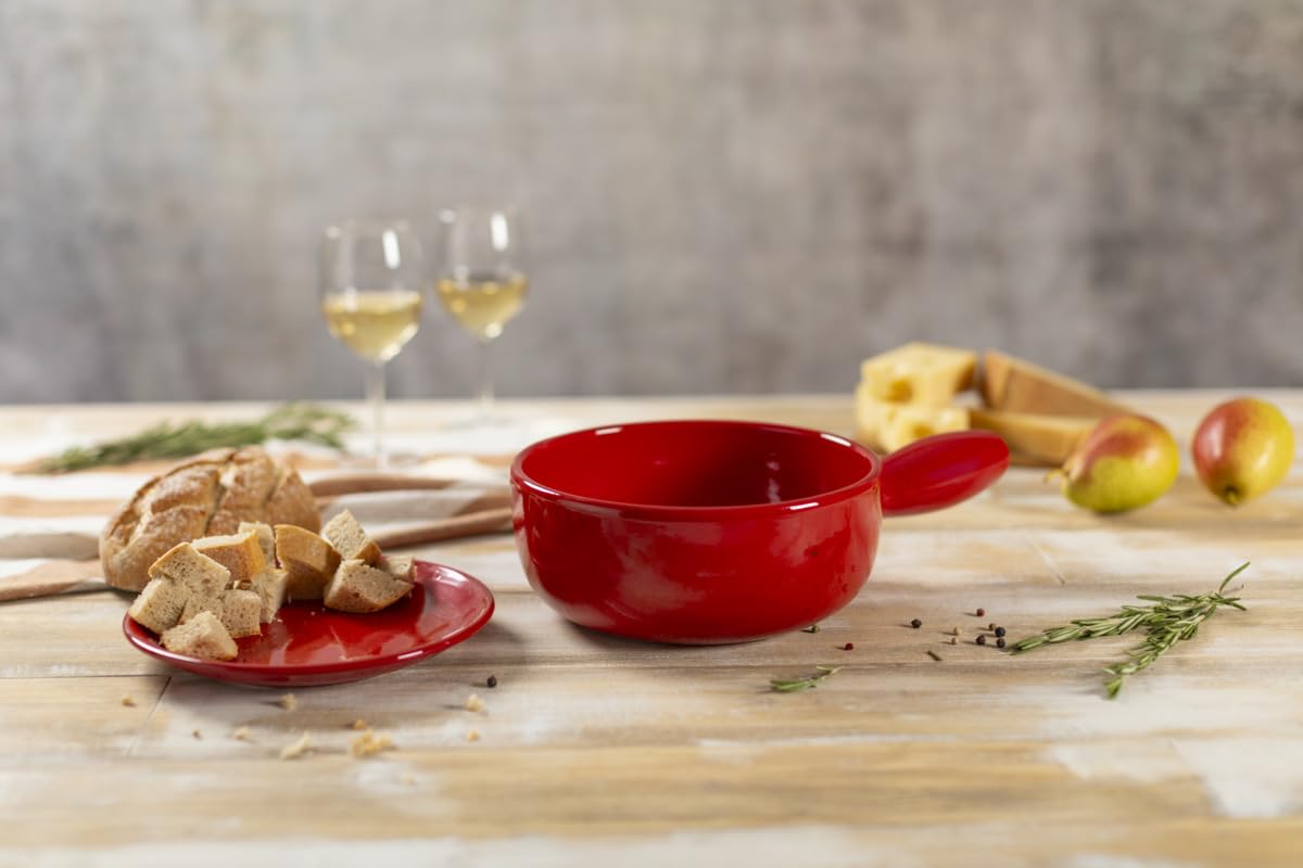 KUHN RIKON Caquelon Rot Keramik 21 cm Handarbeit Fondue Käsefondue