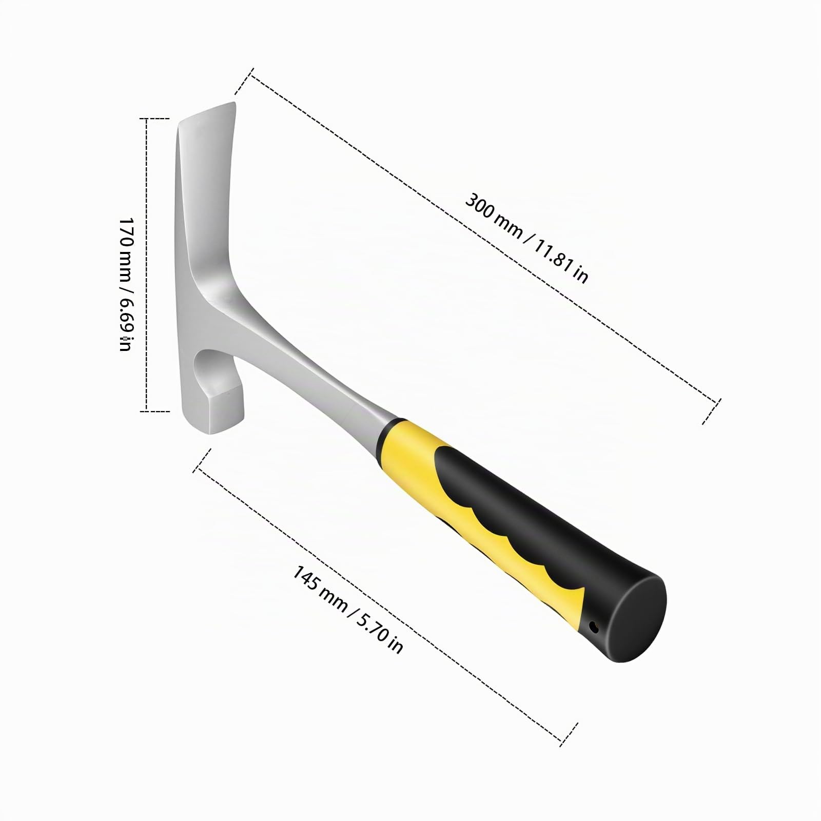 Martillo geólogo de 2 piezas, martillo de piedra de 16 OZ con mango negro y amarillo, martillo para canteros, estudios geológicos