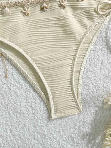 Women's Two Piece Adjustable Halter Boob Tube Top and Bottom with Ocean Accessories Bikini Set Sexy Bathing Swimsuits3