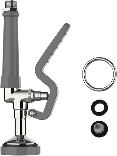 Miniatura 8 de Pulverizador de fregadero comercial con mango ergonómico de 1.42 GPM, boquilla rociadora de platos, válvula de pulverización, acabado cromado