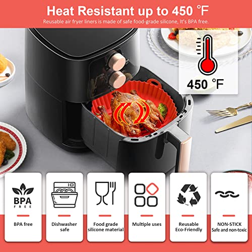 (3Pcs) Air Fryer Silicone Liners With Air Fryer Magnetic Cheat Sheet, For 3 To 8Qt Air Fryer, Food-Grade Reusable Silicone, Replacement Of Flammable Disposable Parchment Paper(8 Inch) #TOP2