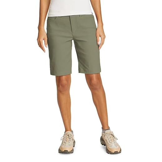 Eddie Bauer Women's Rainier 5-Pocket Bermuda Shorts, Sprig, 8, Hiking Shorts