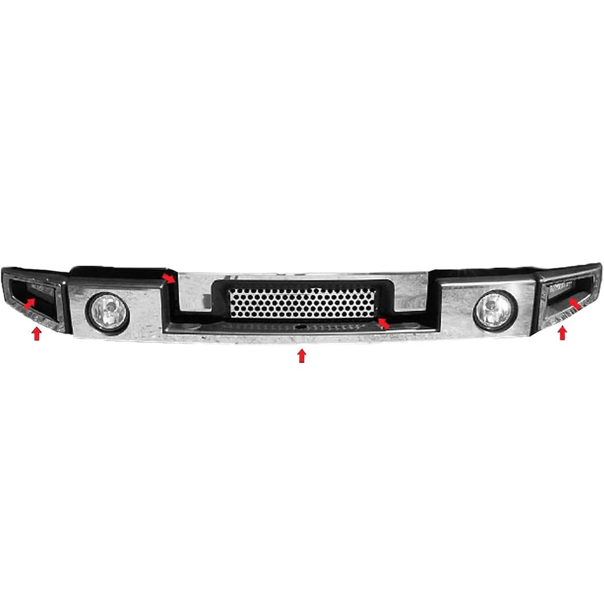 is Compatible with 2003-2009 Hummer H2 7 Piece Stainless Front Bumper Trim, Includes Z Grill HV43009