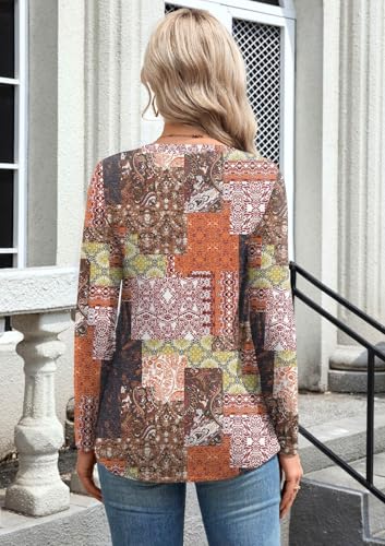 Womens Long Sleeve Tunic Tops Ladies Fall Fashion Casual Shirt V Neck Pleated Blouse3