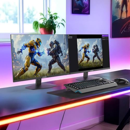 Image of Kado Dual Monitor 2-Pack 27 inch 1920x1080 75Hz FHD Computer Monitor | HDMI Office Gaming Hybrid Desk Setup, VESA Wall Mount Arm Mount Built-in Speakers, Panoramic Display Multi-tasking