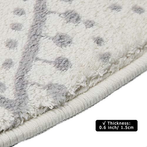 Hebe 4 Ft Round Area Rug Soft Chic Bohemian Mandala Machine Washable Non Slip Indoor Floor Mat Carpet For Living Room Sofa Bedroom Nursery Decor, Grey #TOP3