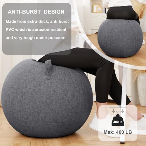 Image of Exercise Ball Chair with Fabric Cover, Standard Size (25inches /65cm), for Home Offices, Balance Training, Yoga Ball