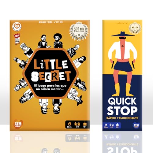 Pack Juegos de Mesa para Familia y Amigos – Misterio, Rapidez y Risas – Juegos Dinámicos para +10 Años – Little Secret + QuickStop