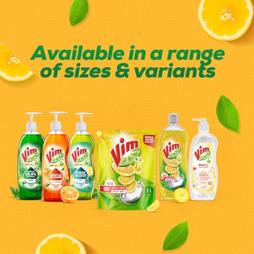 Image of Vim Fresh Lemon Fragrance Dishwash Liquid Gel 2L Refill Pack|| Leaves No Residue|| Grease Cleaner For Utensils - Liquid Kitchen Soap Super Saver Offer