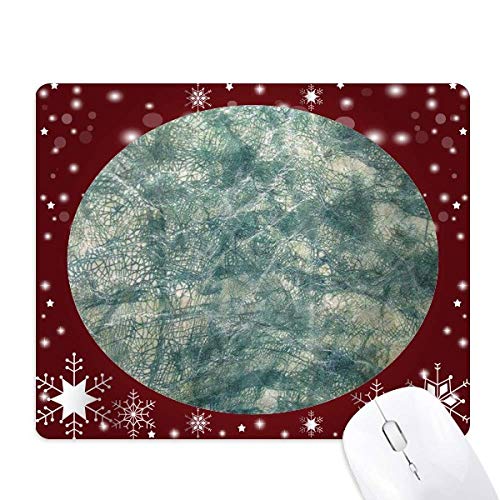Tapis de souris en cuir bleu foncé flocon de neige pour soulager le poignet cet hiver