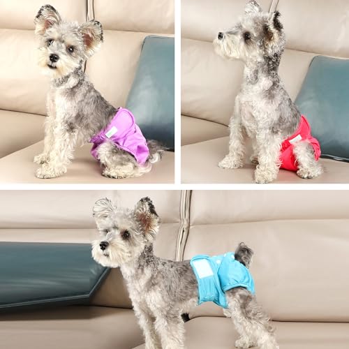 Image of Wegreeco Washable Reusable Premium Dog Diapers, Extra Large, Bright Color, for Female Dog, Pack of 3,Small Dog Puppy & Doggy Diapers Female,Period Panties in Heat