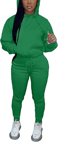 KANSOON Conjunto deportivo de 2 piezas para mujer, sudadera de manga larga con capucha y pantalones deportivos