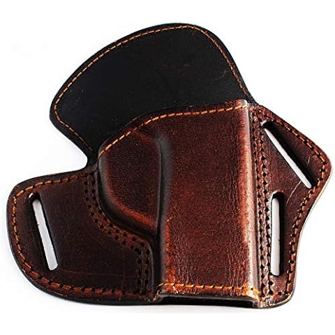 Moorthouse Ultimate Leather Gun Holster, Pancake Style Belt Holster, 3 Slot, Fits All 1911 Style Handguns (Brown) Cover