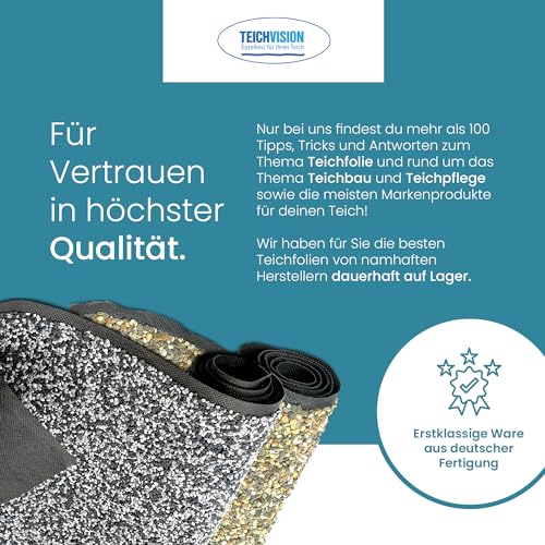 TeichVision – Hochwertige Steinfolie für Teichrand, Teichufer und Bachlauf/Teichumrandung/Steinfolie für Teich in verschiedenen Größen – 0,4 m x 3 m - Sandfarben