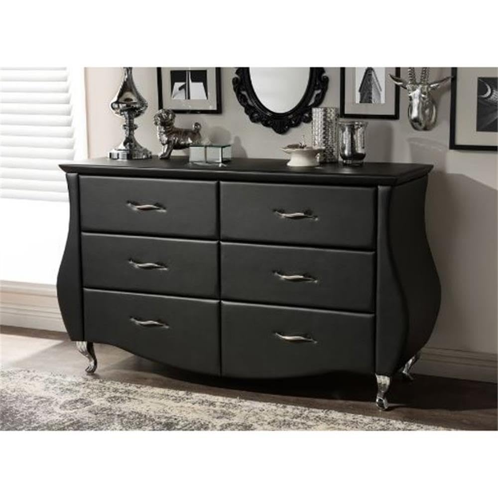 Amazon.com: Baxton Studio Enzo Modern & Contemporary Faux Leather 6-Drawer  Dresser, Medium, Black : Home & Kitchen
